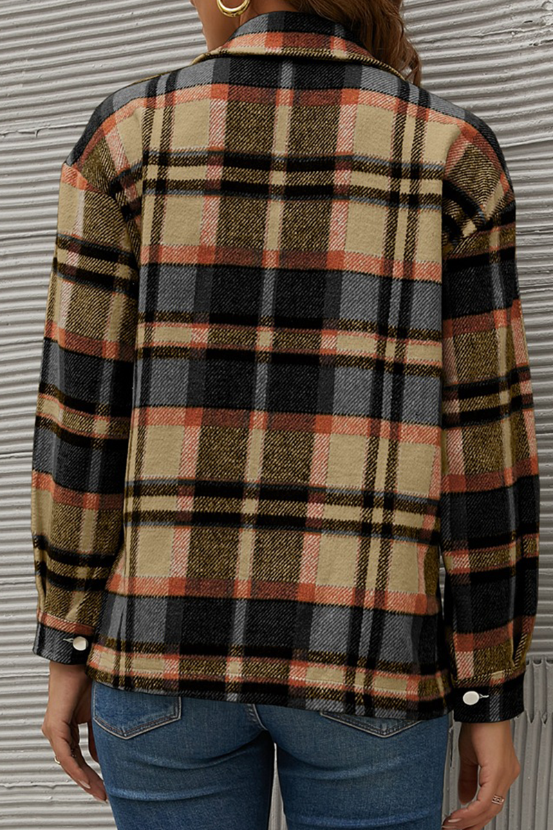 Casual Plaid Patchwork Turndown Collar Tops(6 colors) - Fashionpara