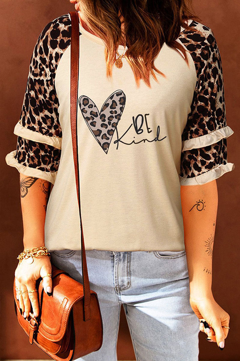 Casual Print Leopard Patchwork O Neck T-Shirts(5 Colors) - Fashionpara