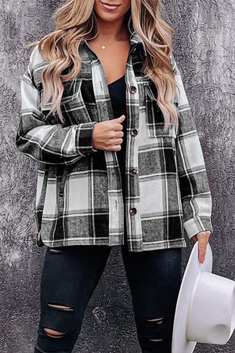 Casual Plaid Patchwork Turndown Collar Blouses(5 Colors) - Fashionpara