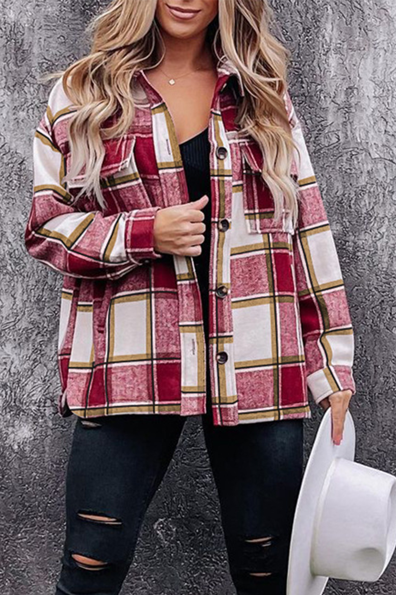 Casual Plaid Patchwork Turndown Collar Blouses(5 Colors) - Fashionpara
