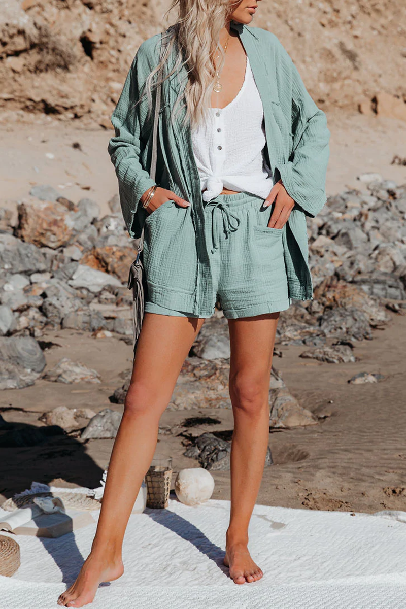 Sexy Casual Solid Patchwork Cardigan Collar Blouses(4 Colors) - Fashionpara