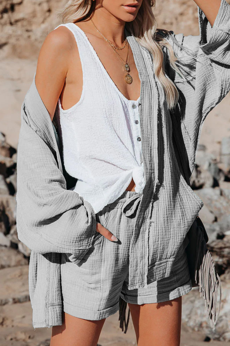 Sexy Casual Solid Patchwork Cardigan Collar Blouses(4 Colors) - Fashionpara