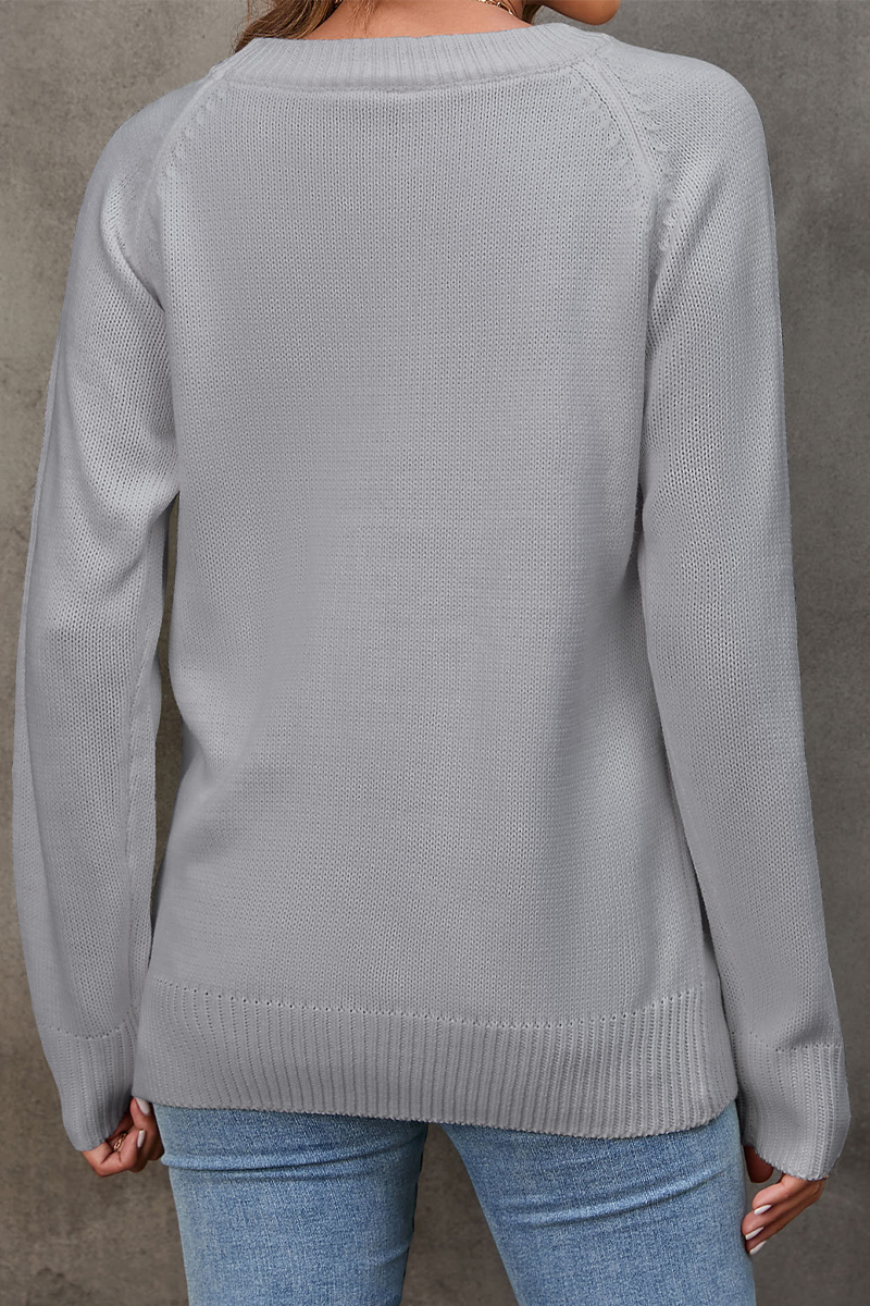 Florcoo Embroidered Patchwork O Neck Sweater for Casual Style