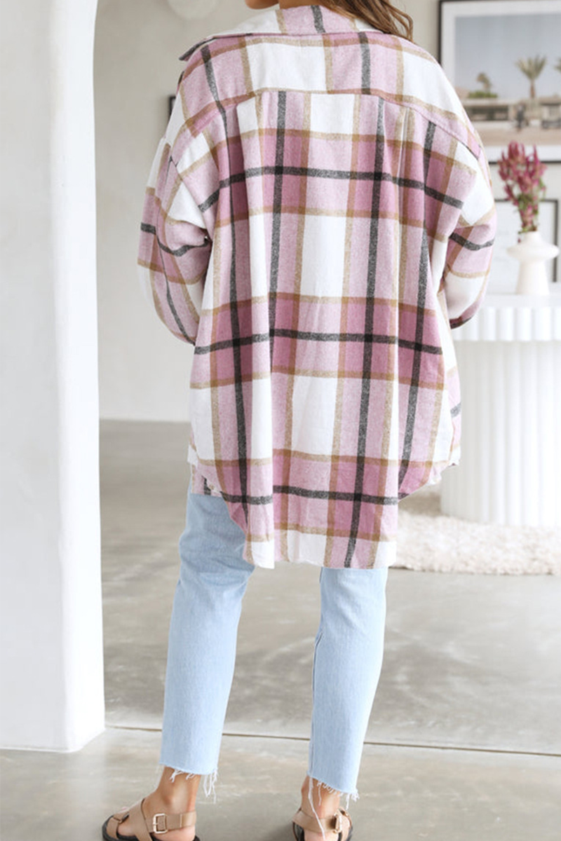 Casual Plaid Patchwork Turndown Collar Blouses(5 Colors) - Fashionpara