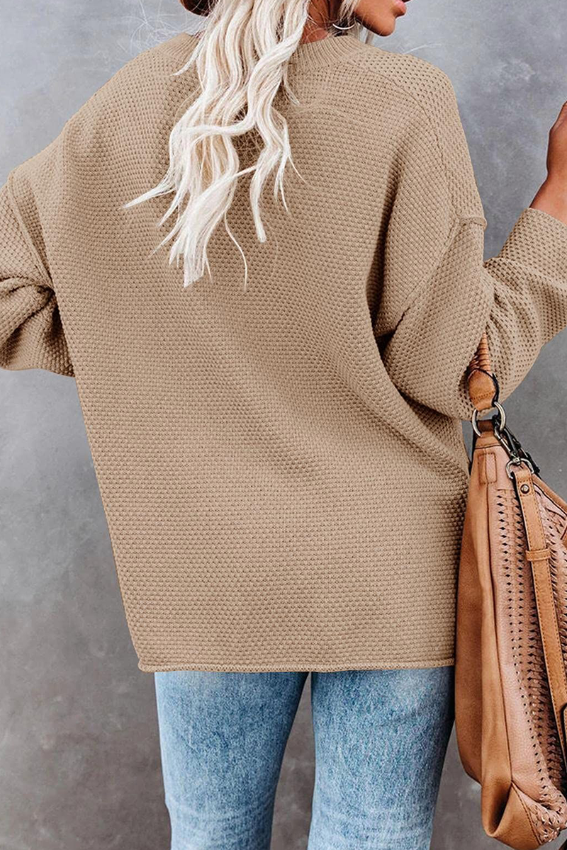 Casual Solid Buckle V Neck Sweaters(4 Colors) - Fashionpara