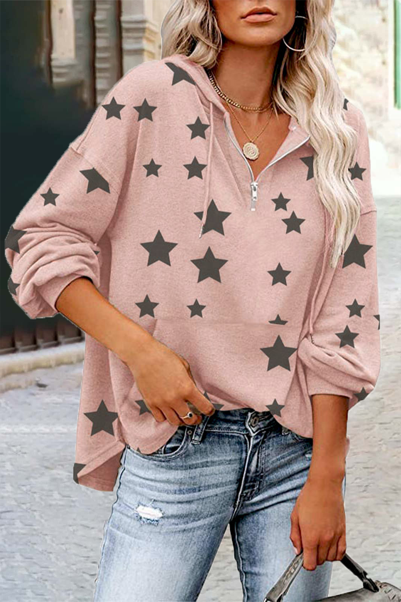 Casual The stars Pocket Zipper V Neck Tops(5 Colors) - Fashionpara