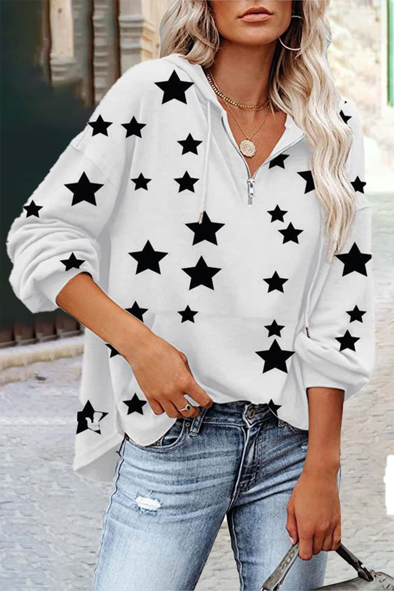 Casual The stars Pocket Zipper V Neck Tops(5 Colors) - Fashionpara