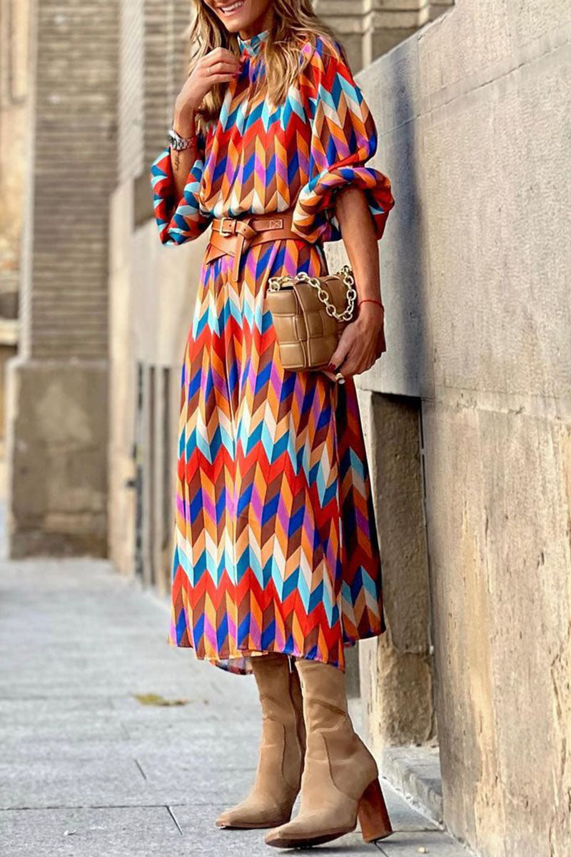 Casual Plaid Print Patchwork Half A Turtleneck Dresses(Without Belt)(4 Colors)  Fashionpara