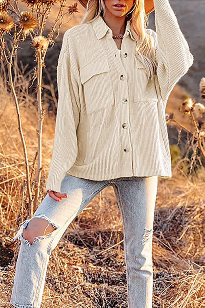 Fashion Casual Solid Pocket Turndown Collar Blouses(8 Colors) - Fashionpara