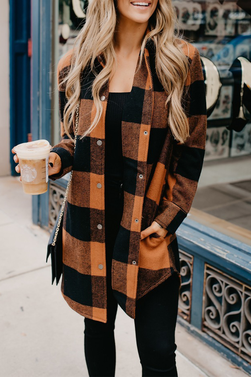 Casual Plaid Patchwork Turndown Collar Blouses(6 Colors)  Fashionpara