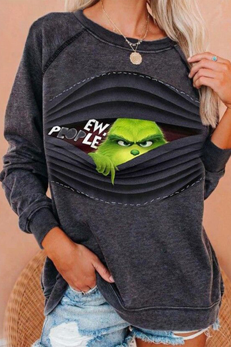 Casual Print Patchwork Printing O Neck Sweats