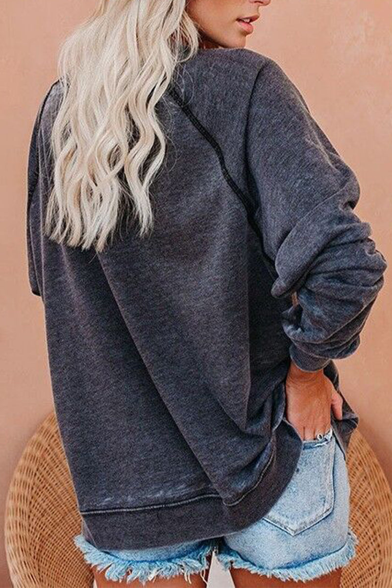 Casual Print Patchwork Printing O Neck Sweats