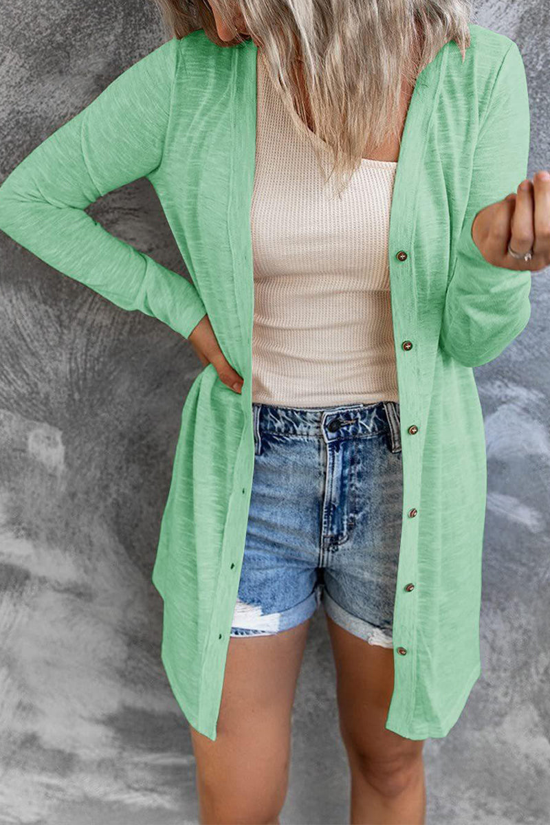 Fashion Solid Buttons O Neck Tops(5 Colors) - Fashionpara