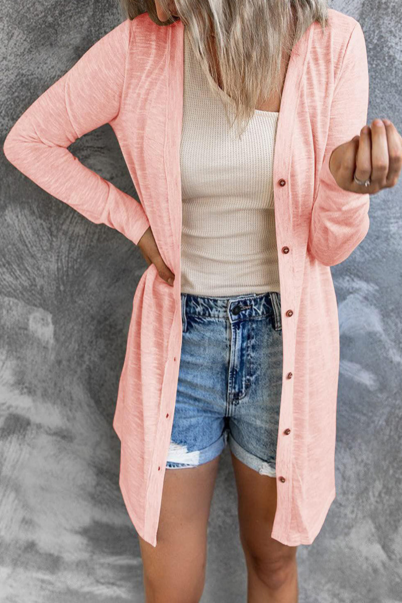 Fashion Solid Buttons O Neck Tops(5 Colors) - Fashionpara