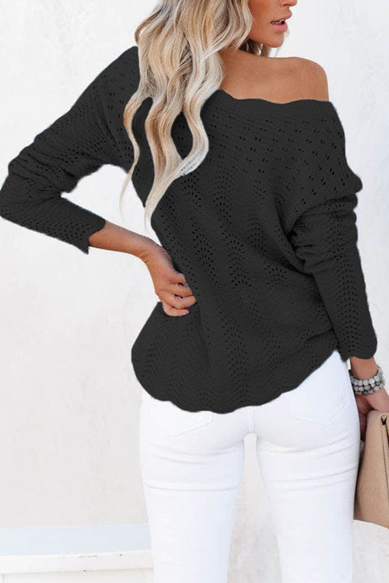 Casual Solid Hollowed Out Patchwork O Neck Sweaters(7 Colors) - Fashionpara