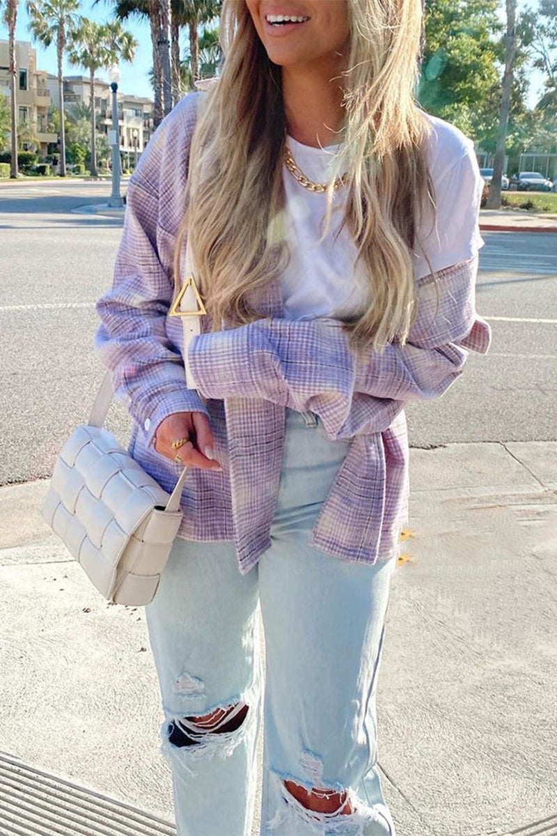 Fashion Casual Print Buckle Turndown Collar T-Shirts - Fashionpara