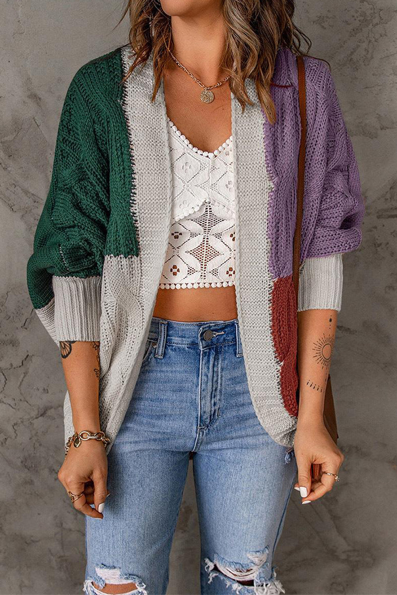 Florcoo Color Block Cardigan for Effortless Style and Comfort