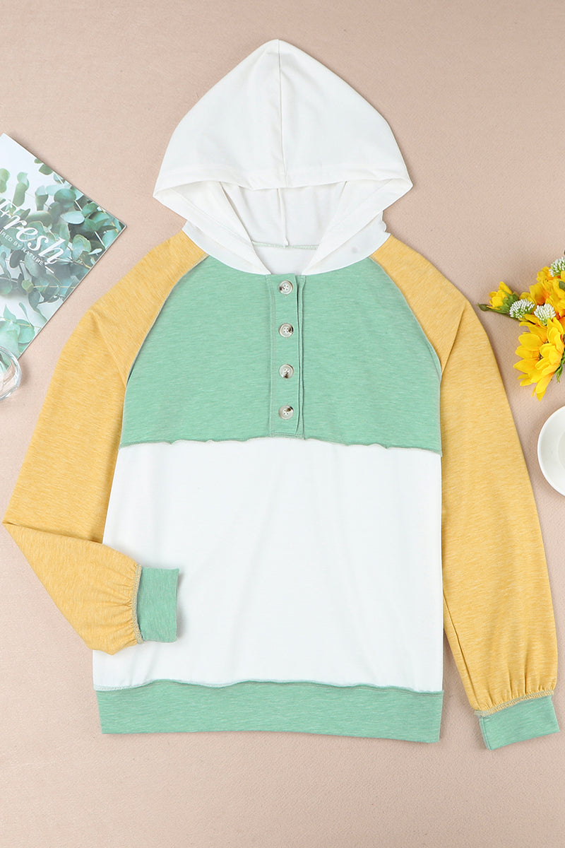 Fashion Color Block Contrast Mandarin Collar Hoodies - Fashionpara