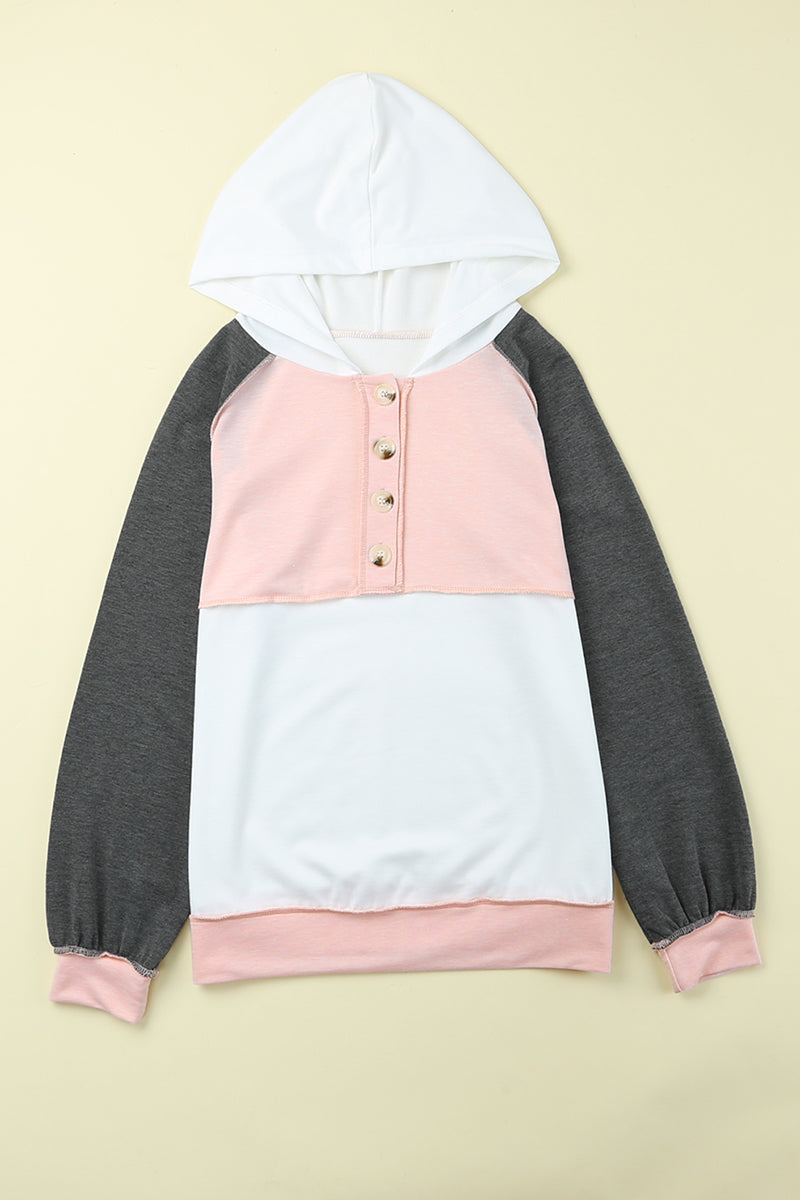 Fashion Color Block Contrast Mandarin Collar Hoodies - Fashionpara