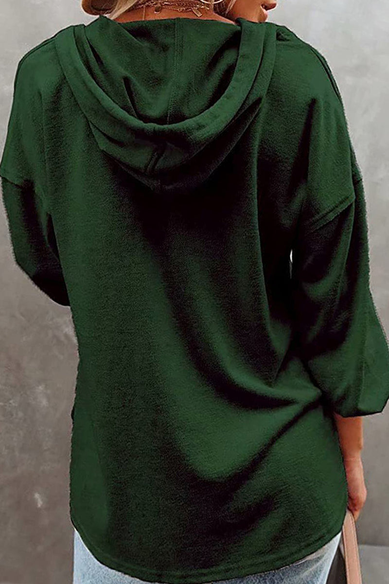 Casual Solid Frenulum V Neck Hoodies(11 Colors) - Fashionpara