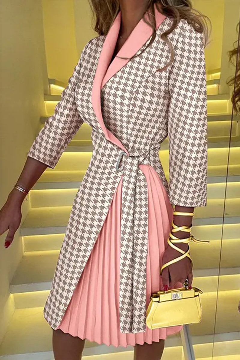 Fashion Patchwork Bandage V Neck A Line Dresses(4 Colors) - Fashionpara