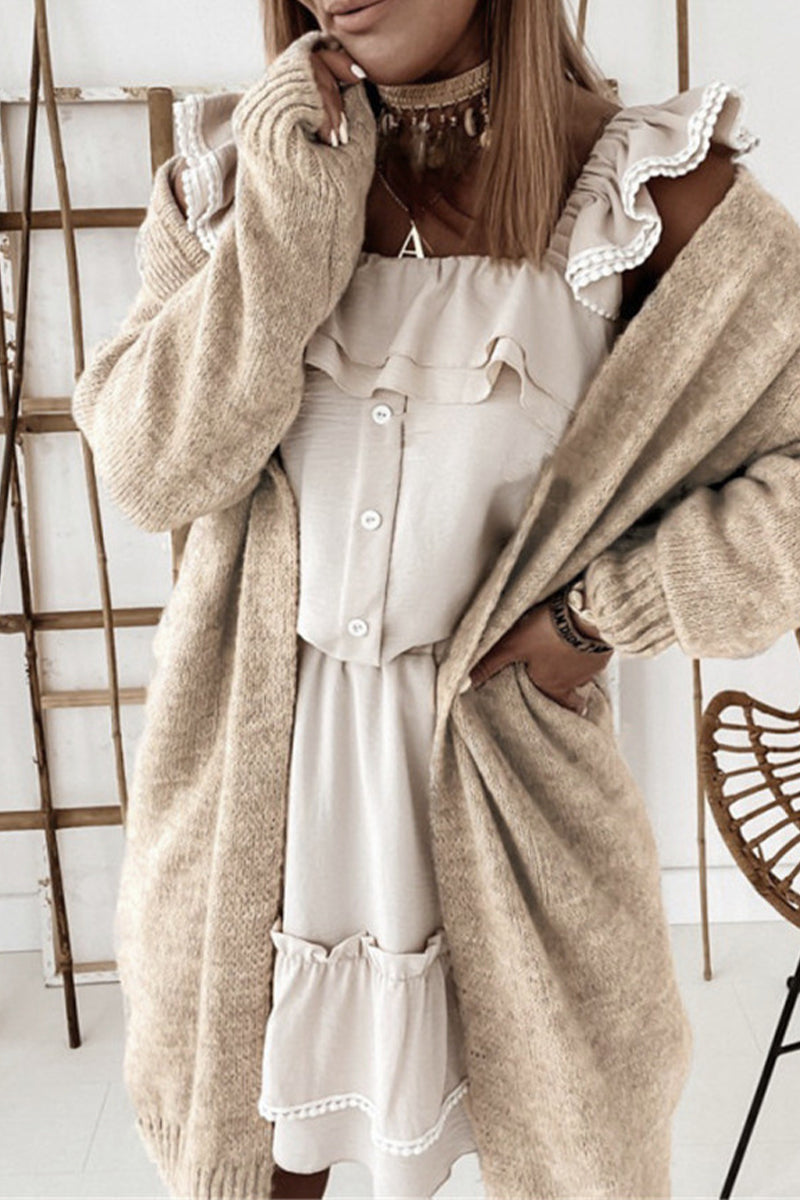 Casual Street Solid Patchwork V Neck Cardigans(5 Colors) - Fashionpara