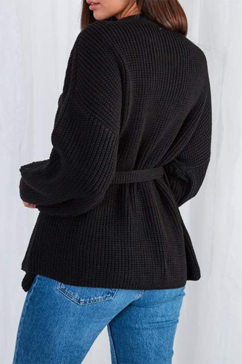 Florcoo Casual Solid V Neck Bandage Cardigan - 3 Colors