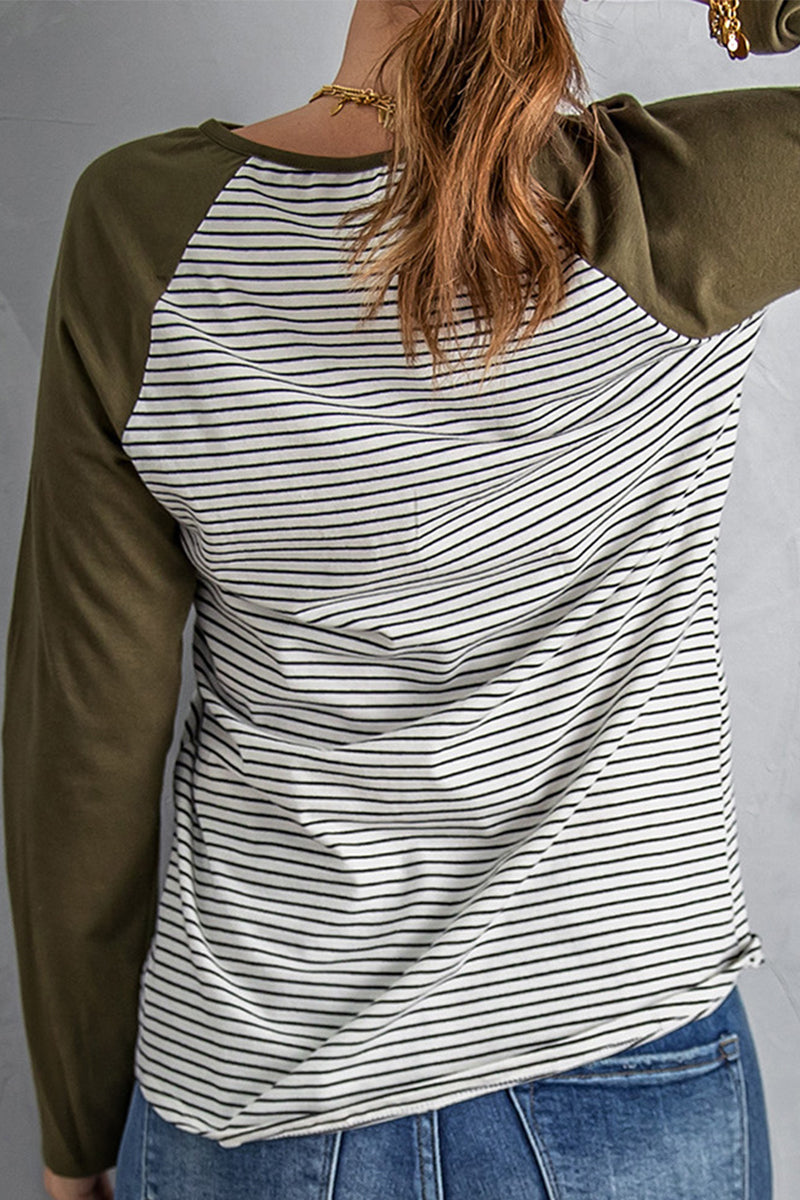 Casual Patchwork O Neck Tops - Fashionpara