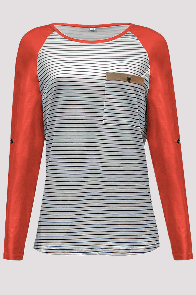 Casual Patchwork O Neck Tops - Fashionpara