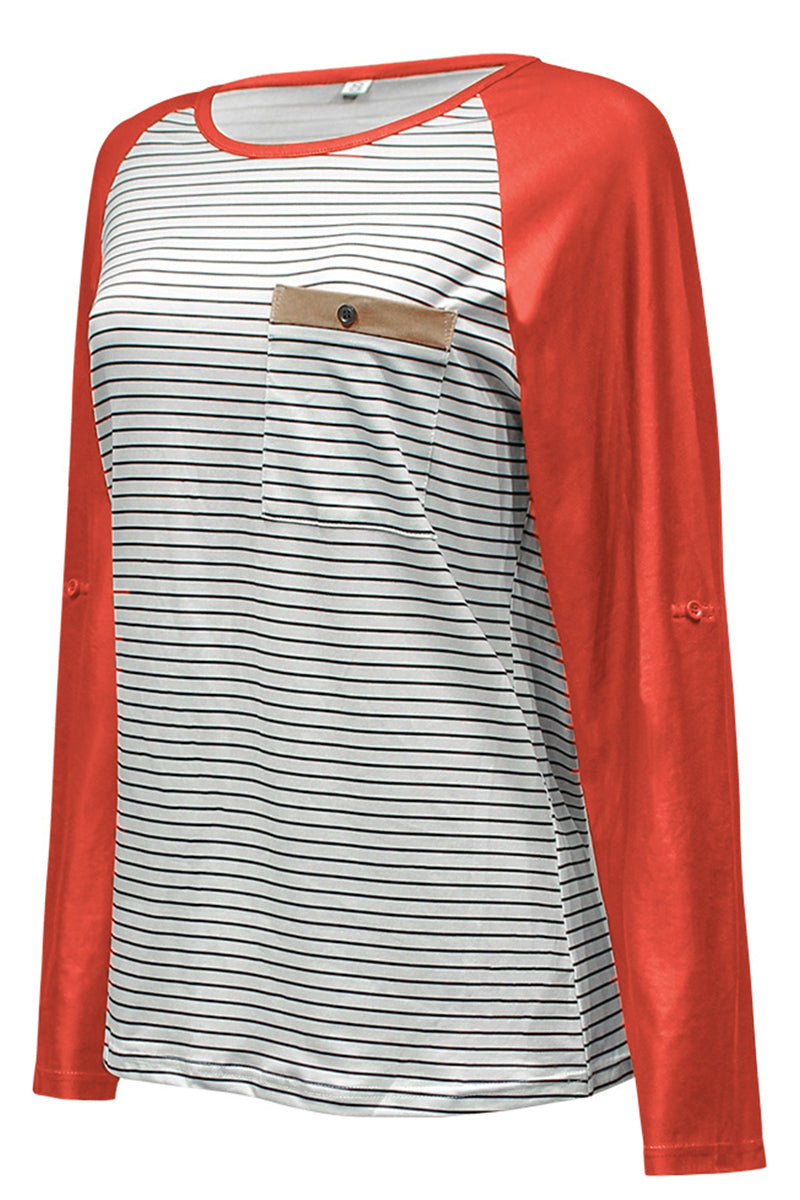 Casual Patchwork O Neck Tops - Fashionpara