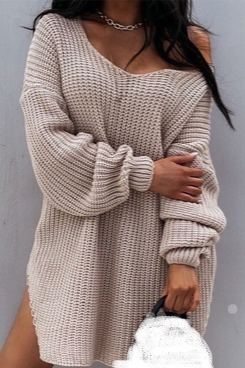 Casual Elegant Solid Color V Neck Sweaters - Fashionpara