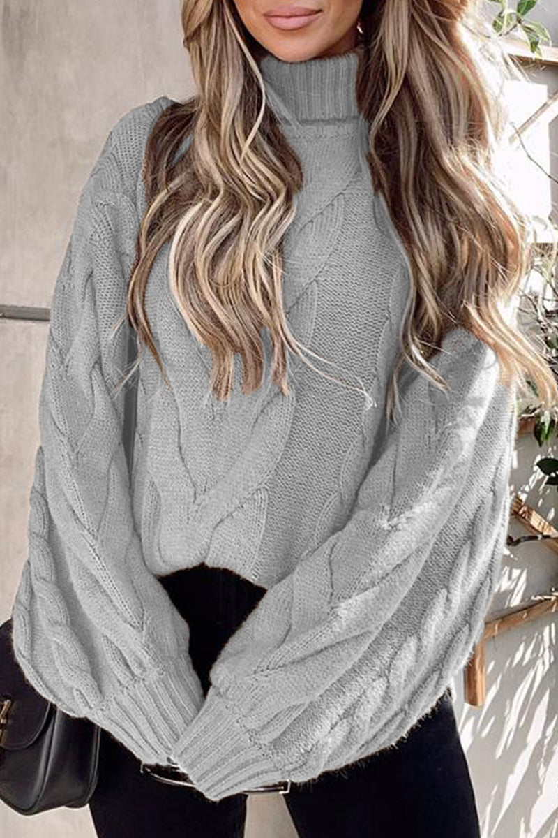 Casual Street Solid Color Turtleneck Sweaters(5 Colors) - Fashionpara