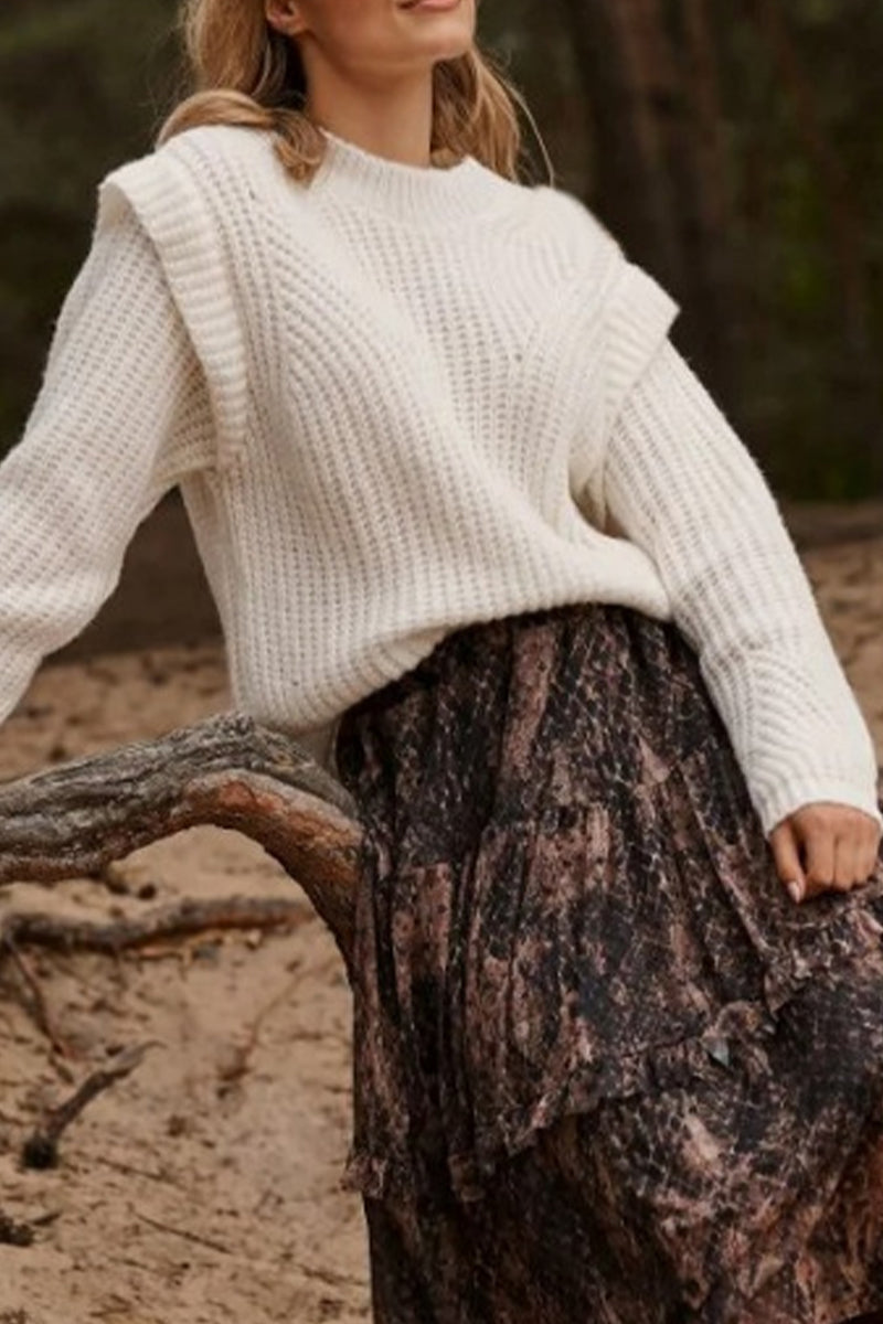 Sweet Elegant Solid Patchwork O Neck Sweaters(3 Colors) - Fashionpara