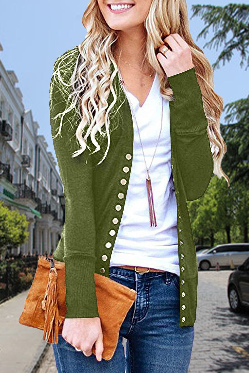 Casual Solid Buttons Solid Color Cardigan Collar Cardigans(11 Colors) - Fashionpara