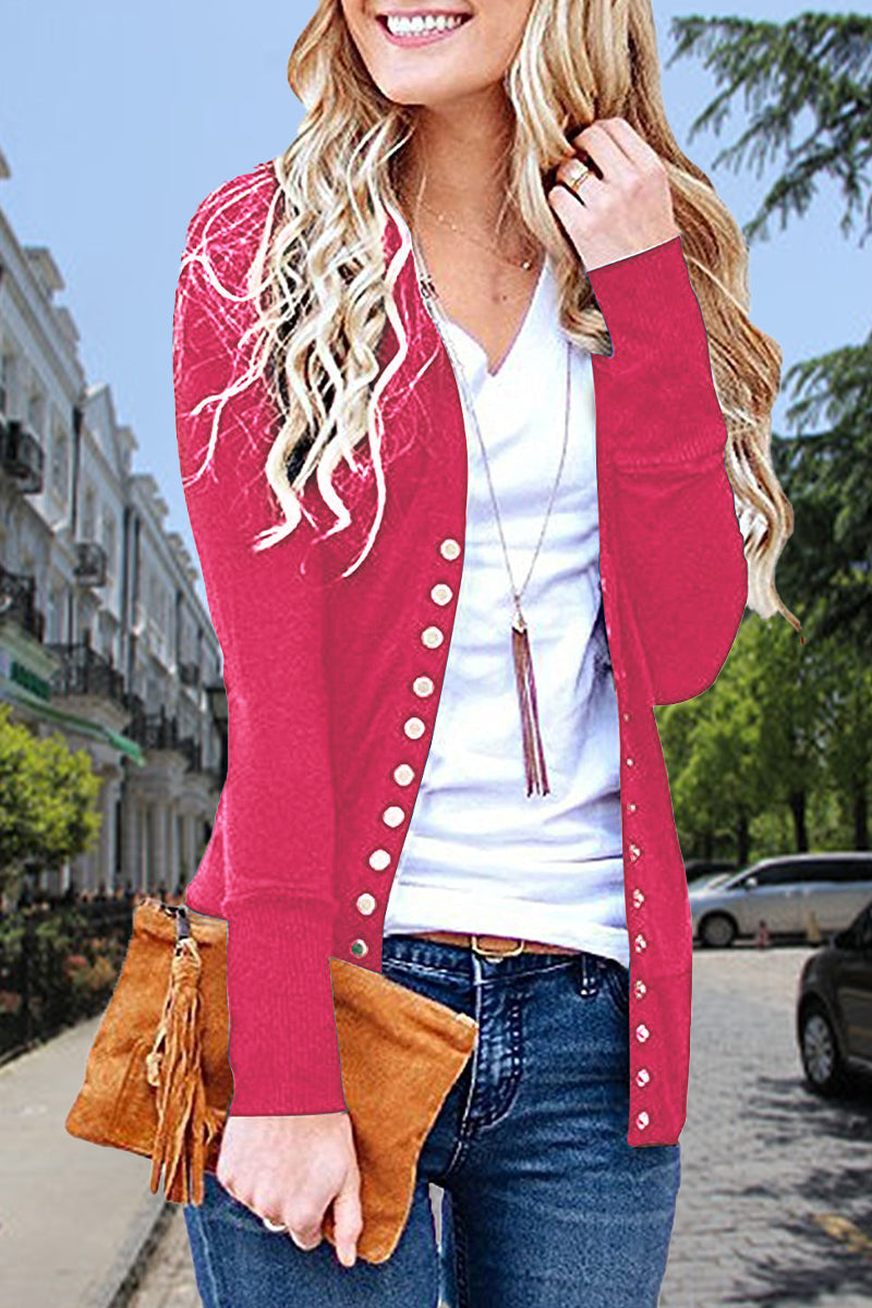 Casual Solid Buttons Solid Color Cardigan Collar Cardigans(11 Colors) - Fashionpara