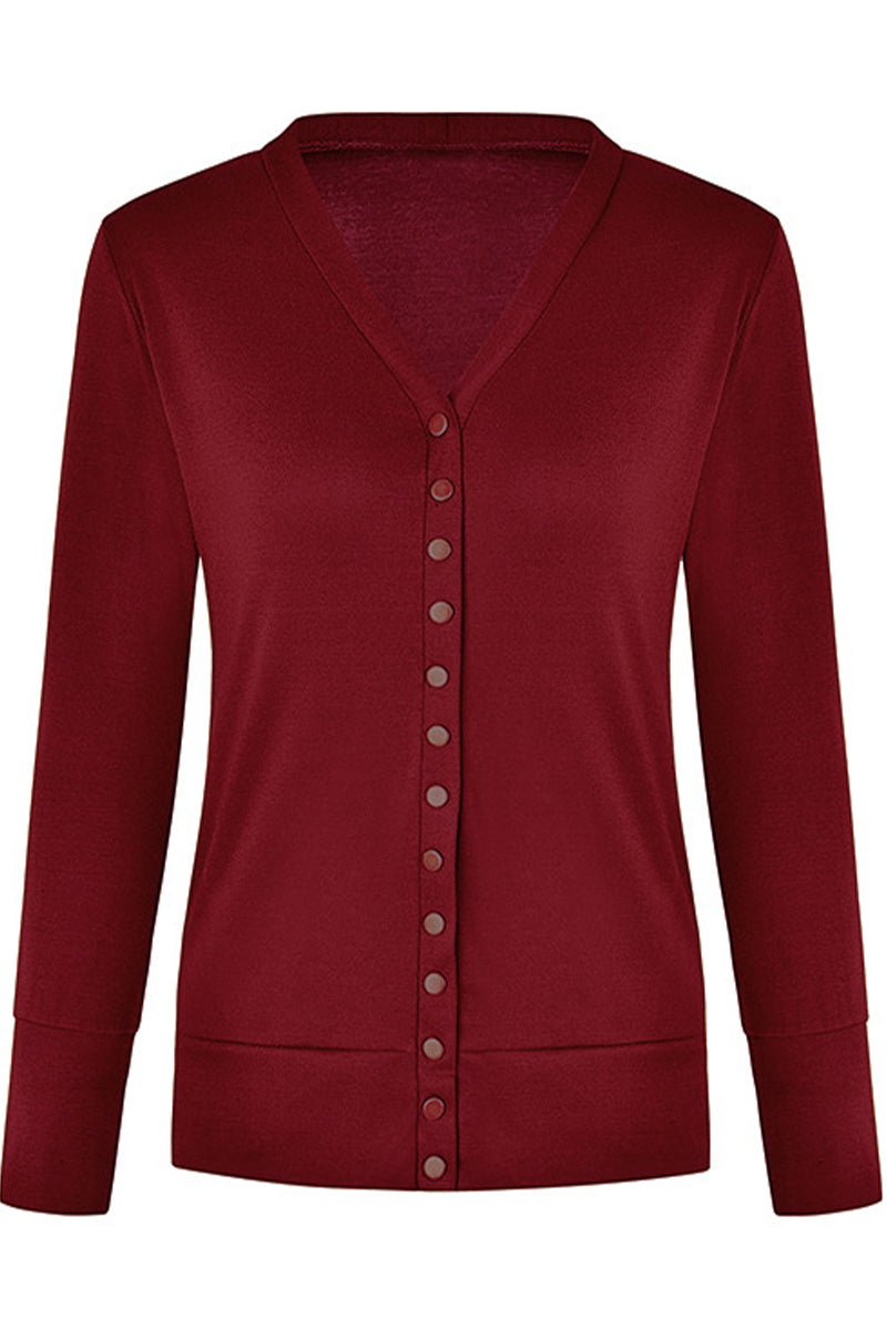 Casual Solid Buttons Solid Color Cardigan Collar Cardigans(11 Colors) - Fashionpara