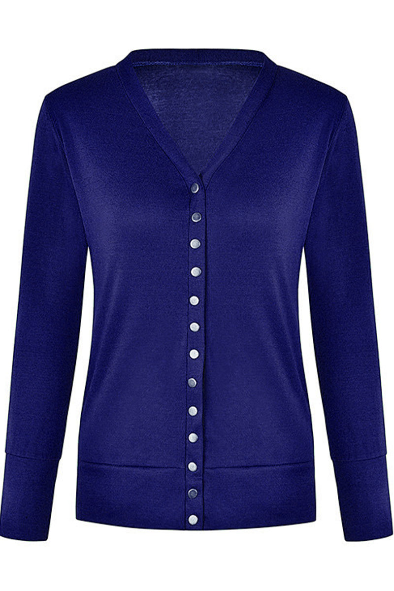 Casual Solid Buttons Solid Color Cardigan Collar Cardigans(11 Colors) - Fashionpara