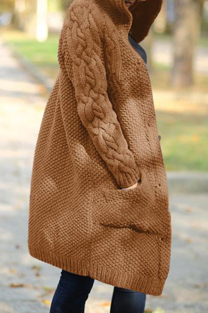 Solid Pocket Solid Color Hooded Collar Cardigans(8 Colors) - Fashionpara