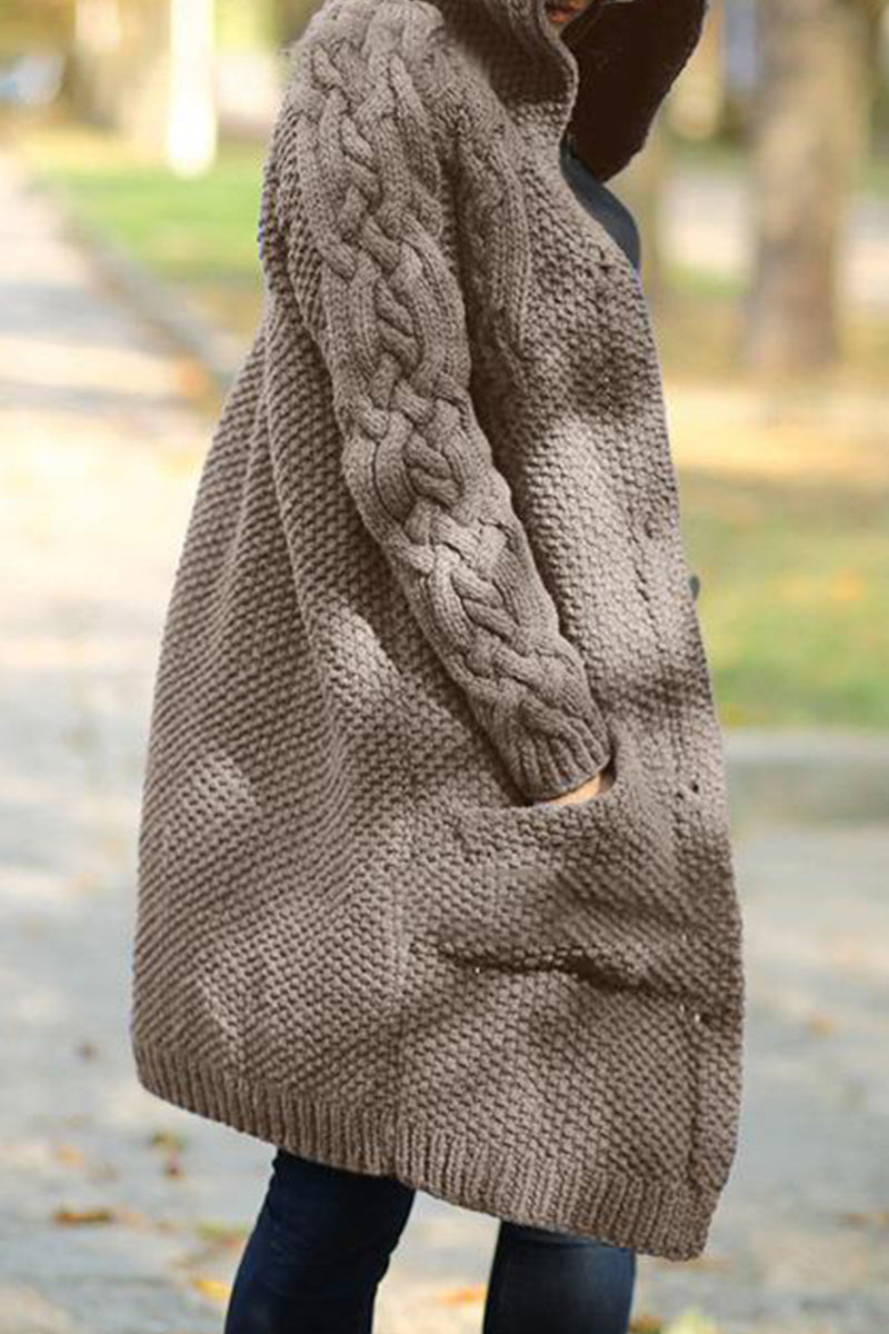 Solid Pocket Solid Color Hooded Collar Cardigans(8 Colors) - Fashionpara