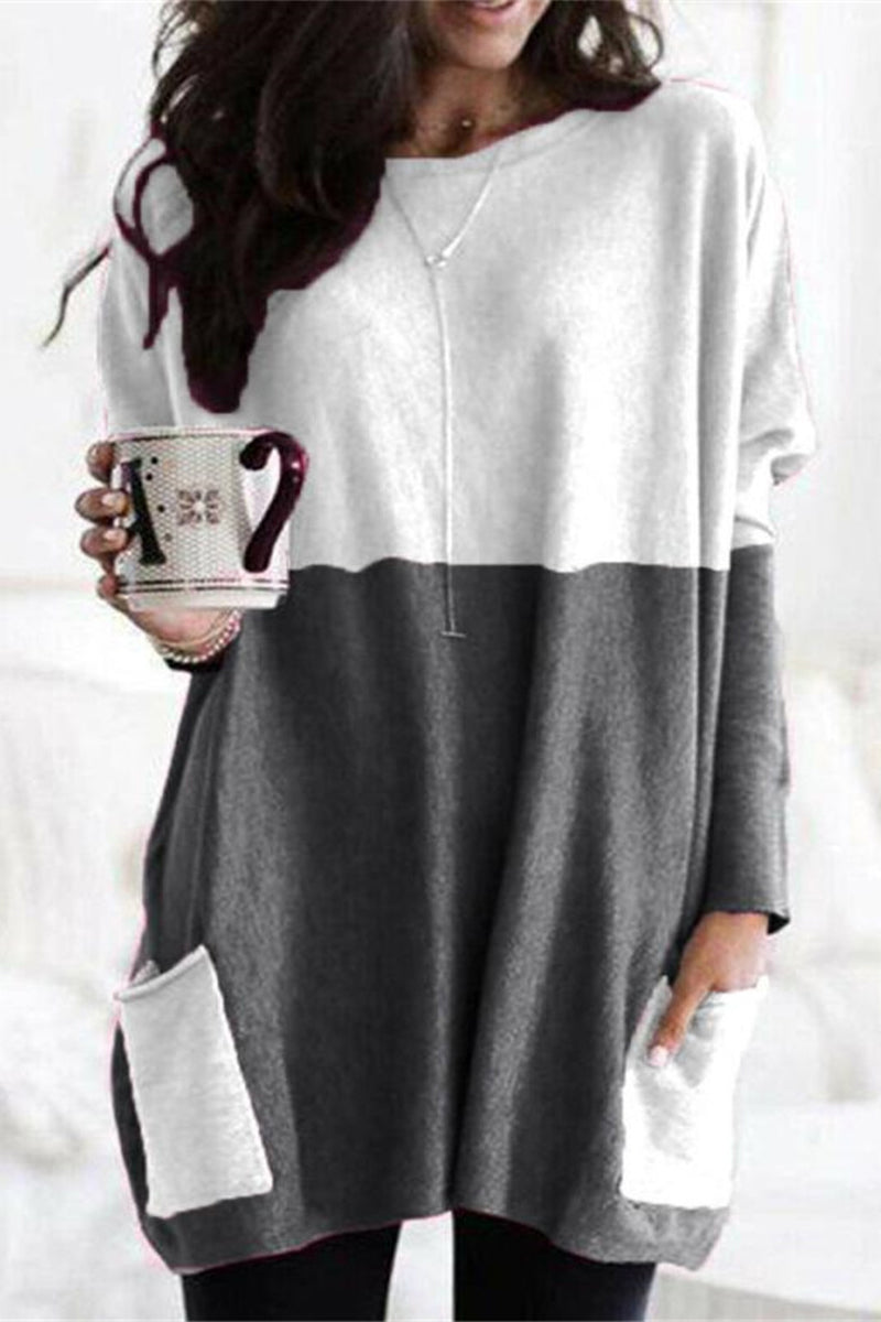 Casual Solid Patchwork Pocket V Neck Tops(12 Colors) - Fashionpara