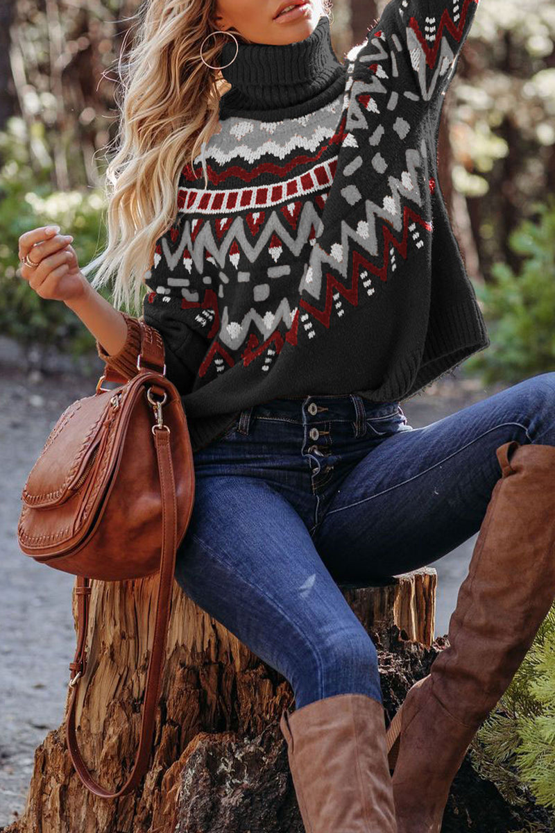 Florcoo Street Plaid Turtleneck Sweater - 4 Stylish Colors