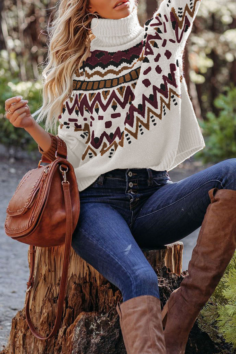 Florcoo Street Plaid Turtleneck Sweater - 4 Stylish Colors