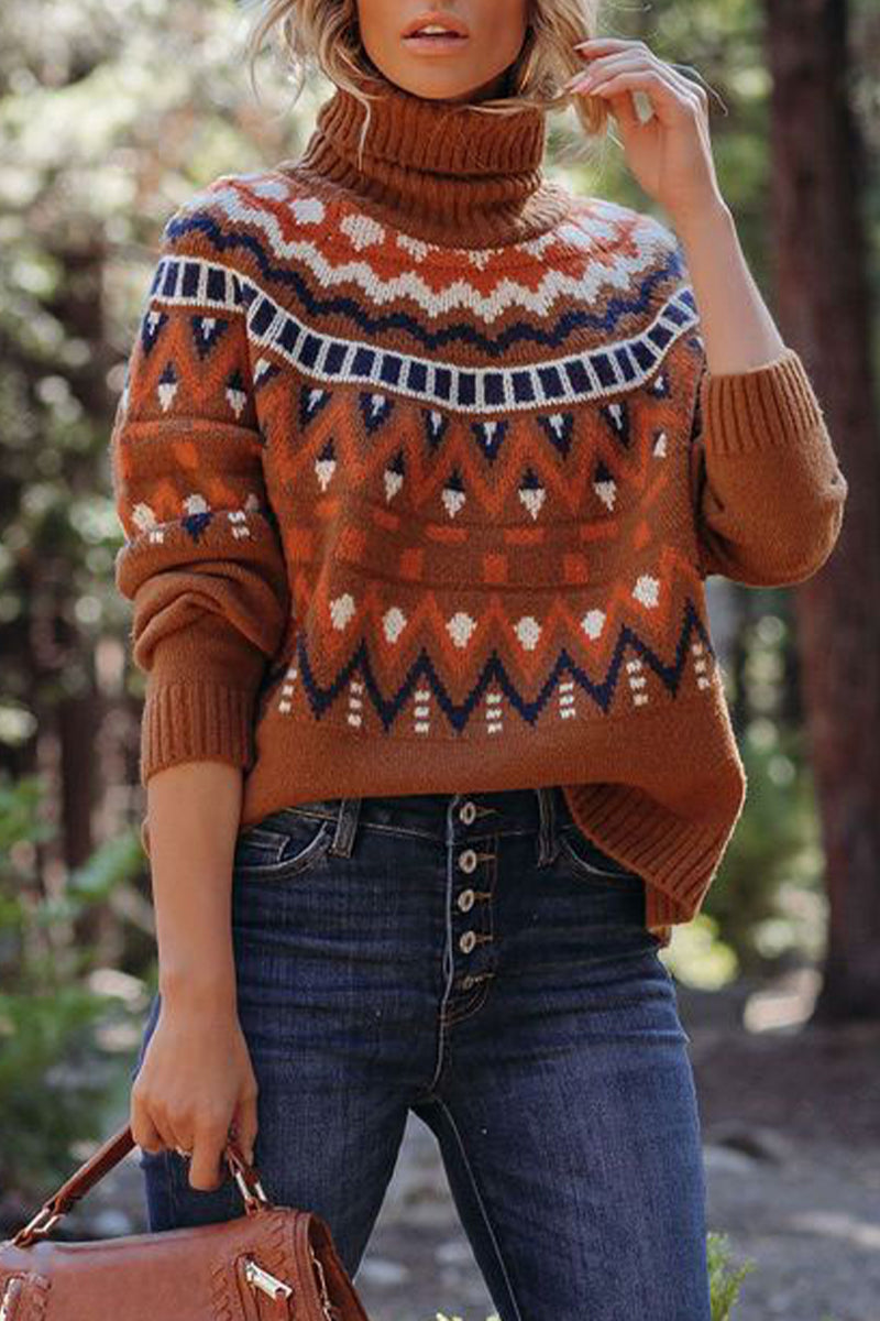 Florcoo Street Plaid Turtleneck Sweater - 4 Stylish Colors