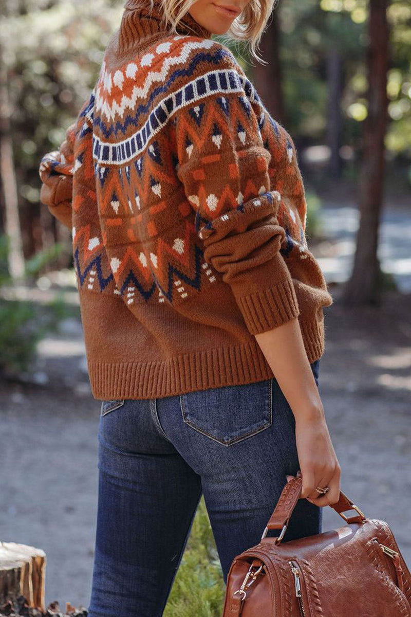 Florcoo Street Plaid Turtleneck Sweater - 4 Stylish Colors