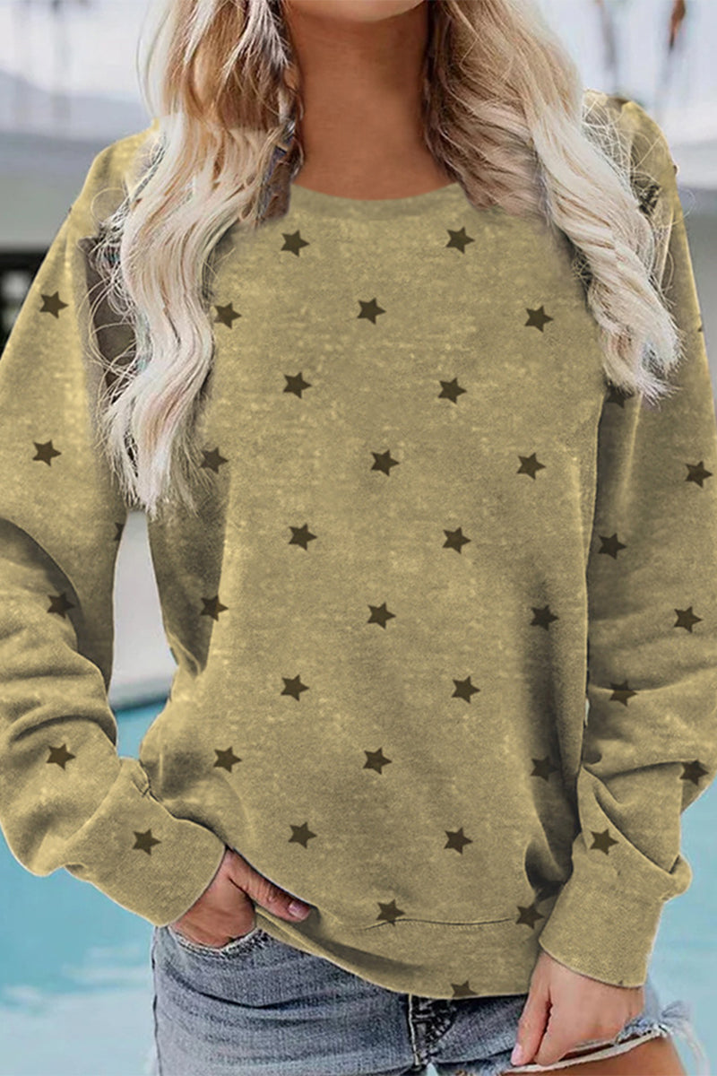 Casual Print Printing O Neck Tops(3 Colors) - Fashionpara