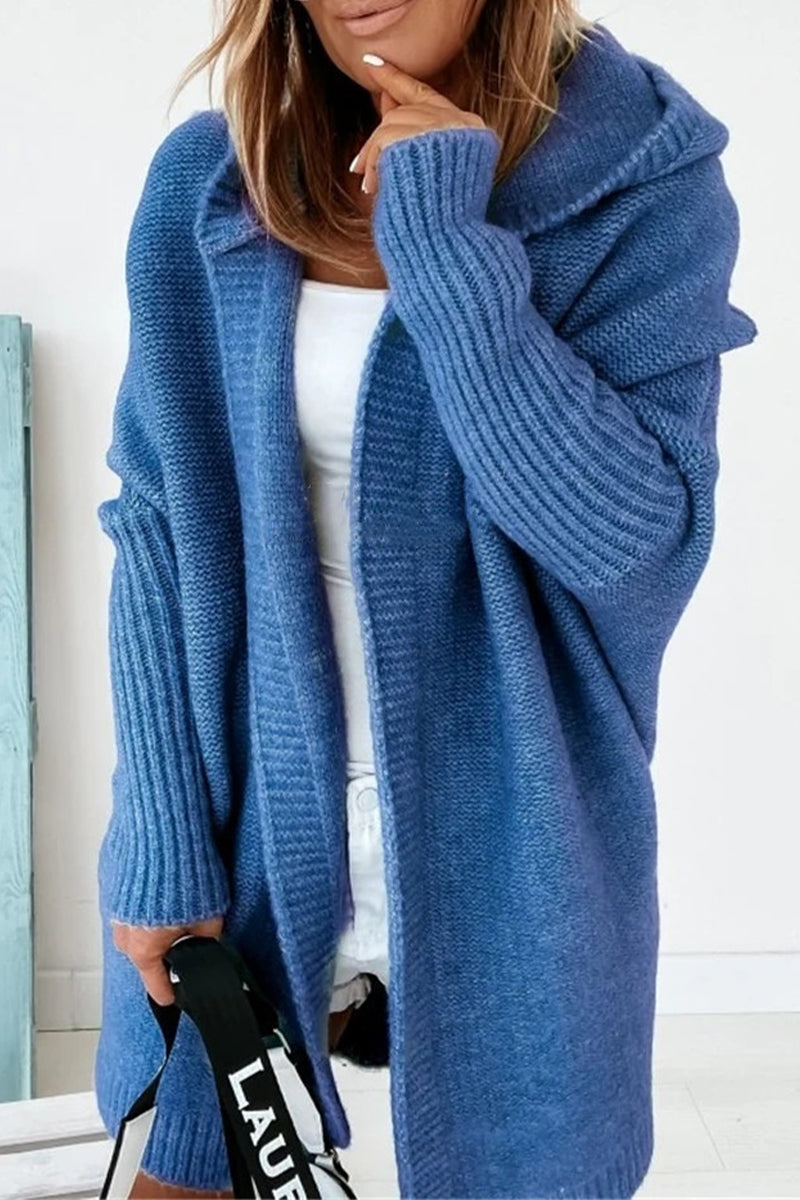 Street Solid Asymmetrical Hooded Cardigan for All Seasons