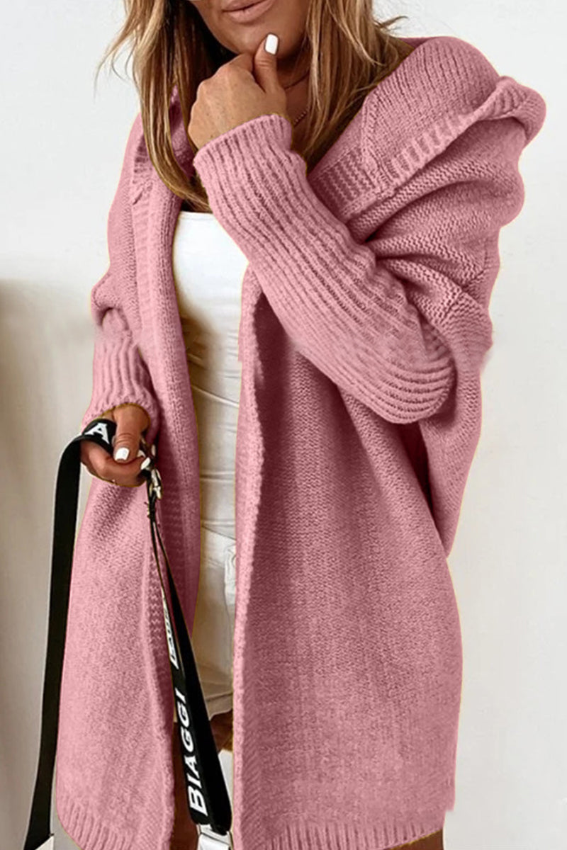 Street Solid Asymmetrical Hooded Cardigan for All Seasons