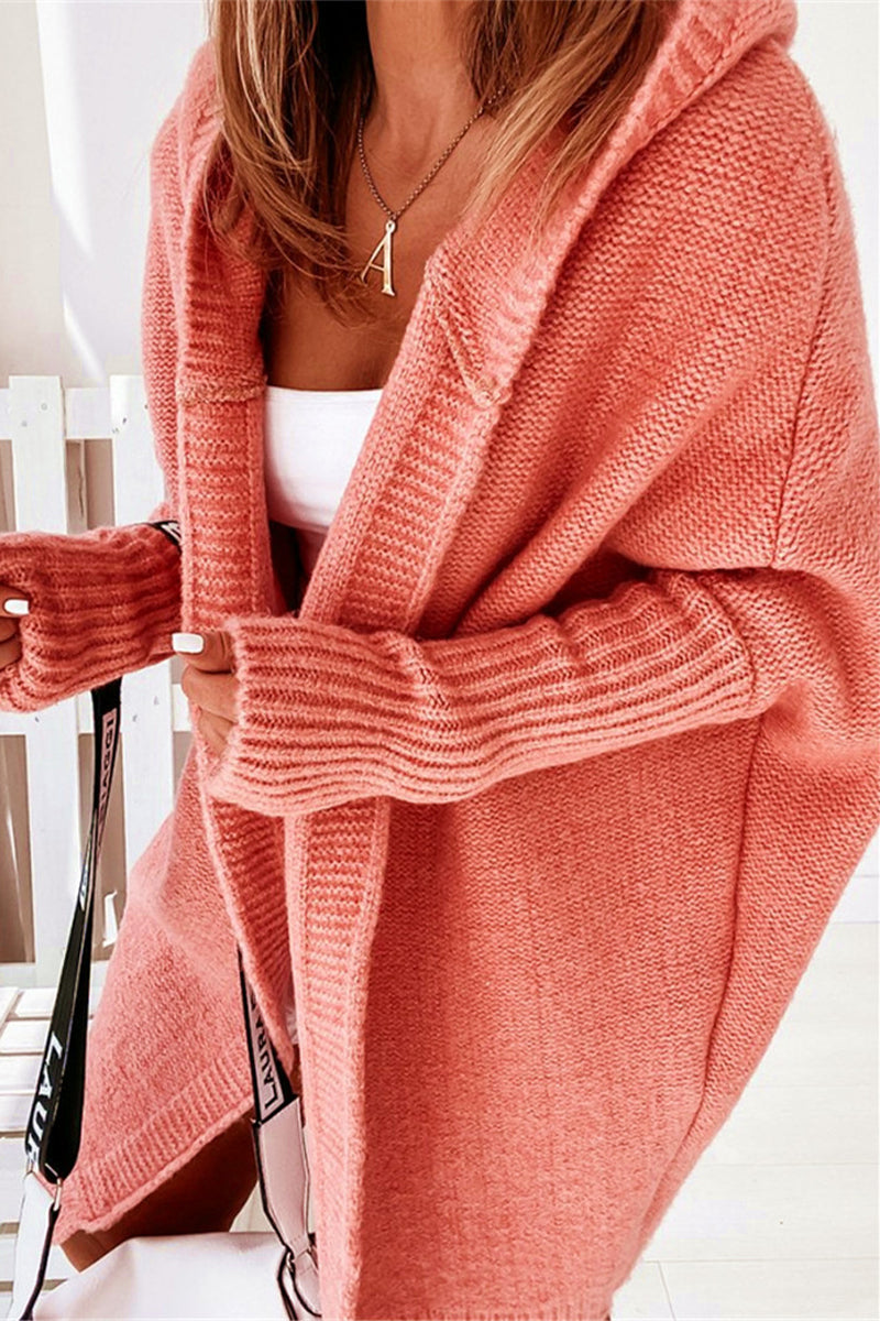 Street Solid Asymmetrical Hooded Cardigan for All Seasons