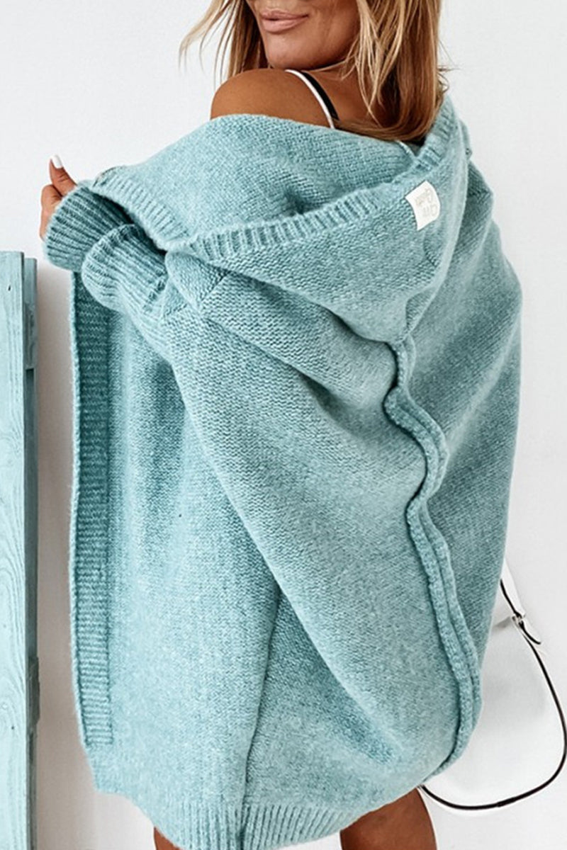 Street Solid Asymmetrical Hooded Cardigan for All Seasons