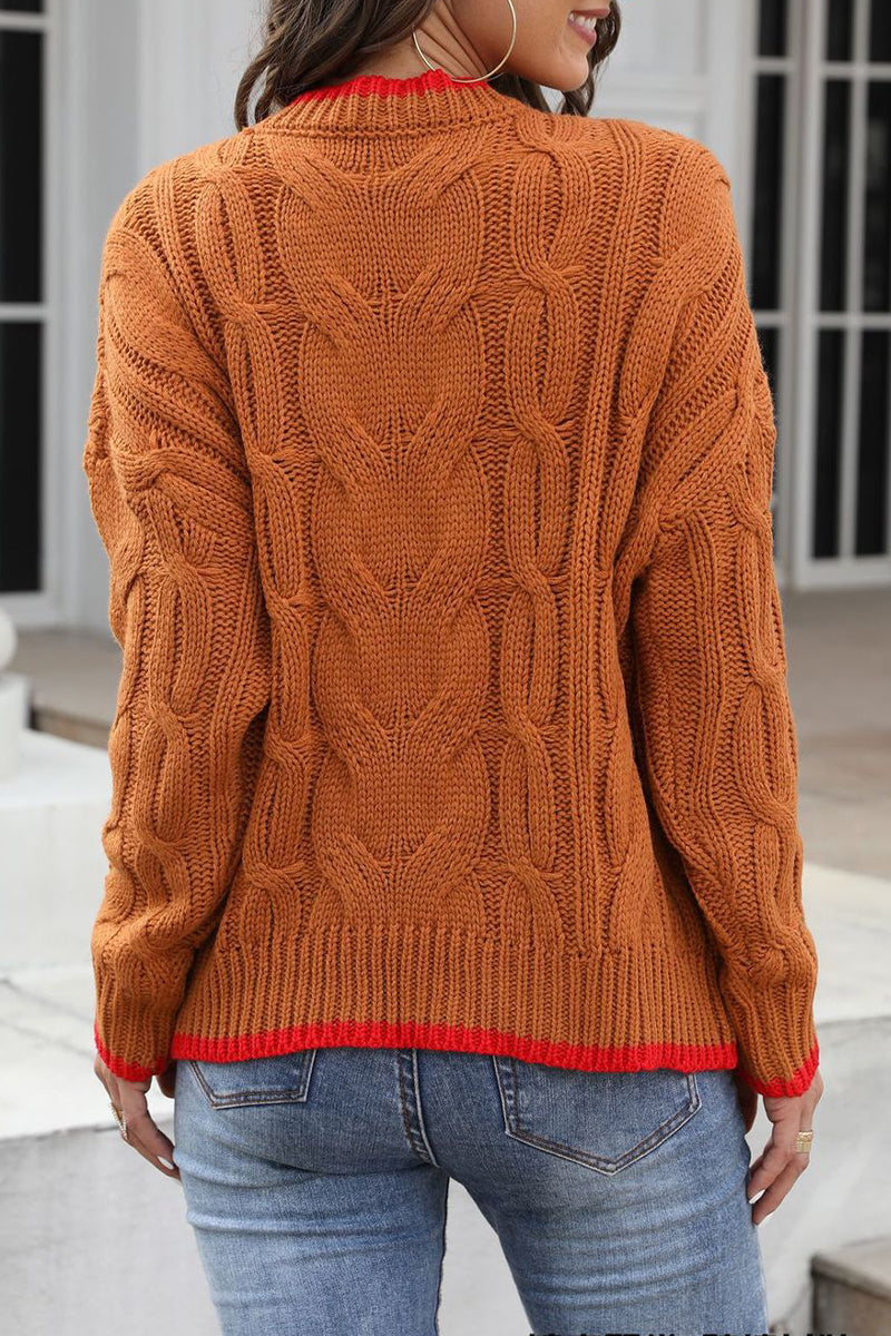 Casual Striped Patchwork O Neck Tops - Fashionpara